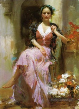 Impressionnisme œuvres - Pino Daeni fleurit belle dame de femme